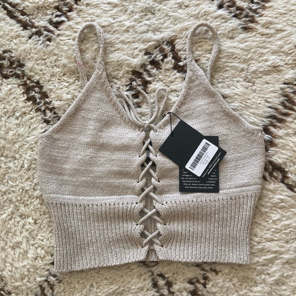 Reformation Palms Knit Crop Top in Sand Medium - Picture 5 of 6